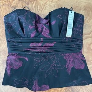 Black and Purple Floral Bustier Top